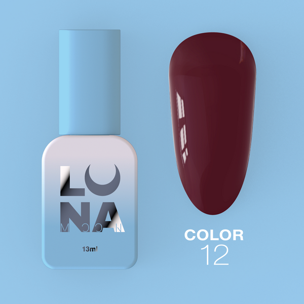 Vernis Gel LunaMoon couleur n° 12 bordeaux clair, 13 ml