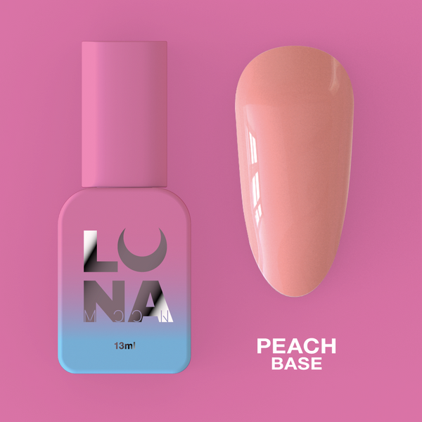 Camouflage Base for nails LunaMoon Base Peach in a peach shade, 13 ml