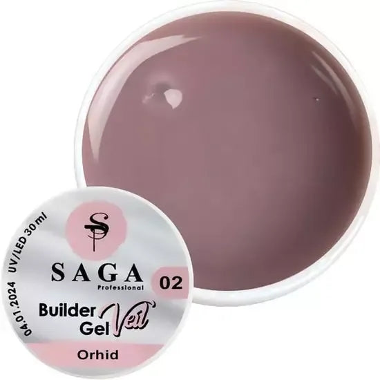 Gel de construction Saga Professional Builder Gel Veil 2 Orchidée beige, 30 ml