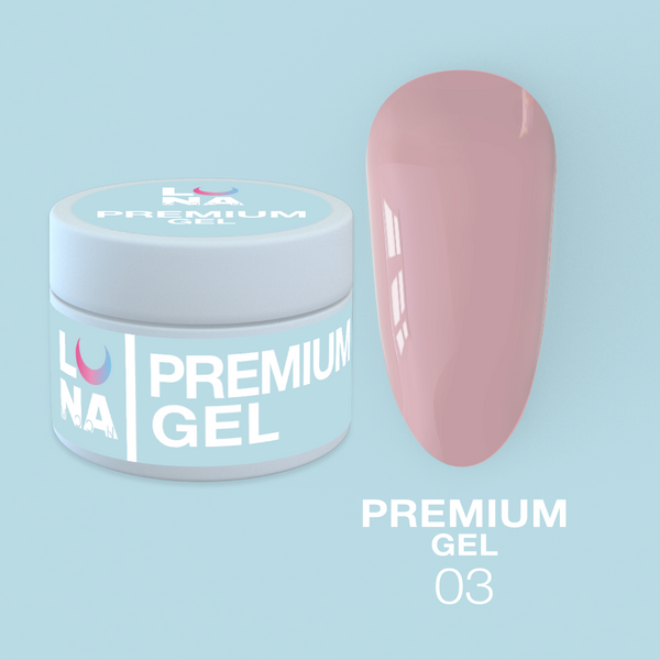 LunaMoon Gel Premium No. 3 pale pink nail extension gel, 15 ml