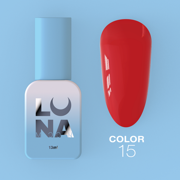 Gel polish LunaMoon Color No. 15 bright red, 13 ml