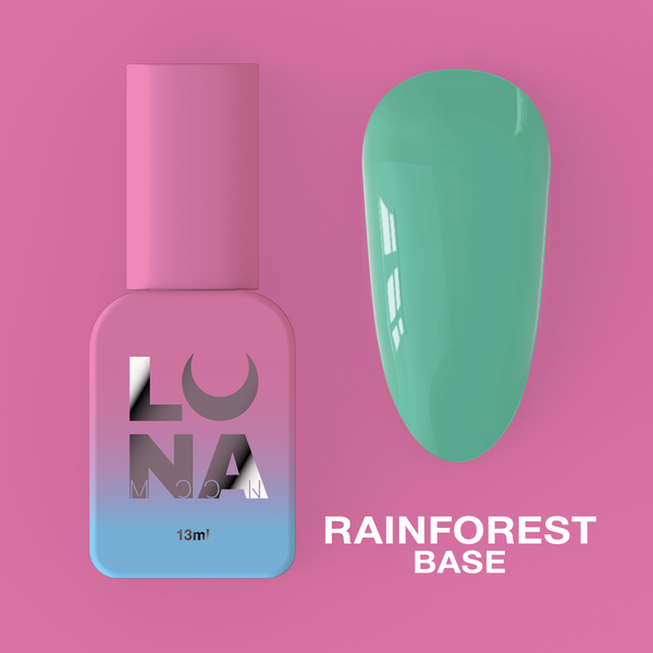 Camouflage base for nails LunaMoon Base Rainforest in green color, 13 ml