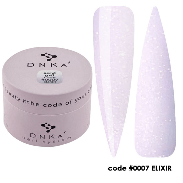 Polygel DNKa Acryl Gel No. 07 Elixir acrylic gel pink with shimmer, 30 ml