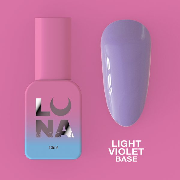 Camouflage Base for nails LunaMoon Base Light Violet in a light violet shade, 13 ml