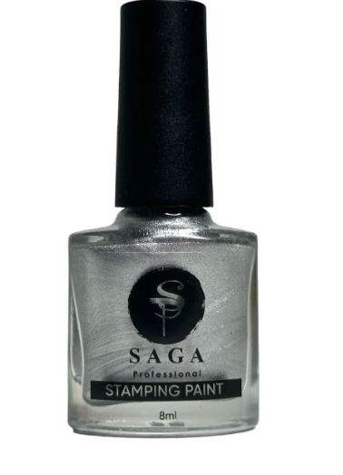 Lacquer paint for stamping SAGA Professional 10 silver 8 ml