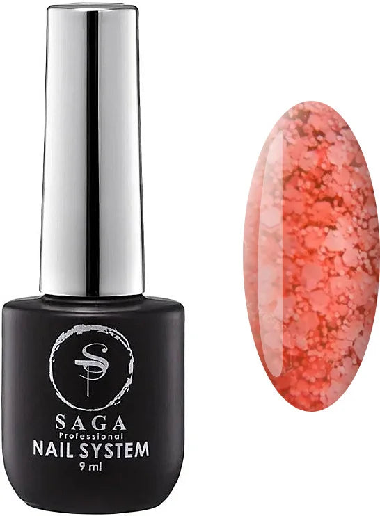 SAGA professional Gel polish Marmalade 02 (peach with flakes), 9 ml