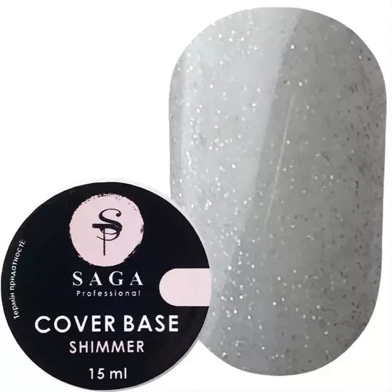 База з шиммером Saga Professional Shimmer №9 світло-сіра, 15 мл