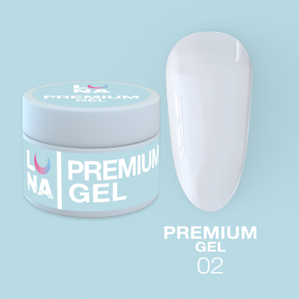 LunaMoon Gel Premium №2, молочний гель для нарощування нігтів, 15 мл