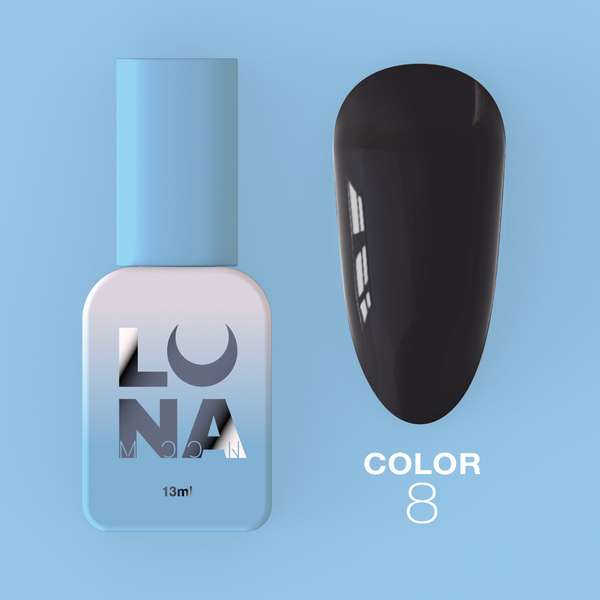 Vernis Gel LunaMoon couleur n° 08 noir profond, 13 ml