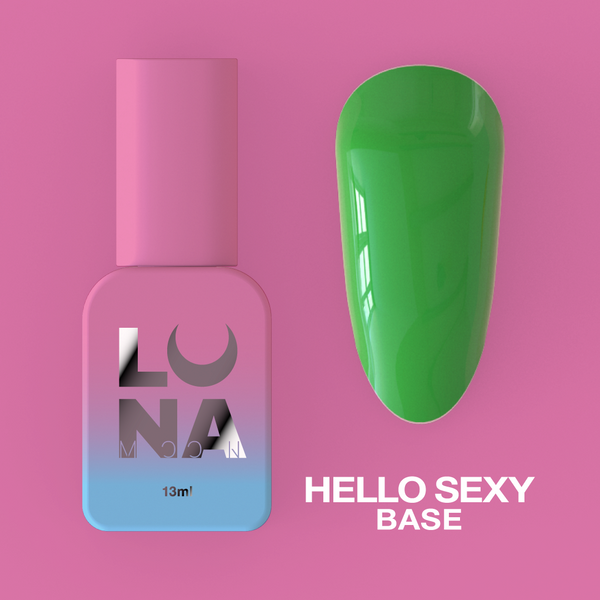 Камуфлююча база для нігтів LunaMoon Base Hello Sexy зеленого відтінку, 13 мл