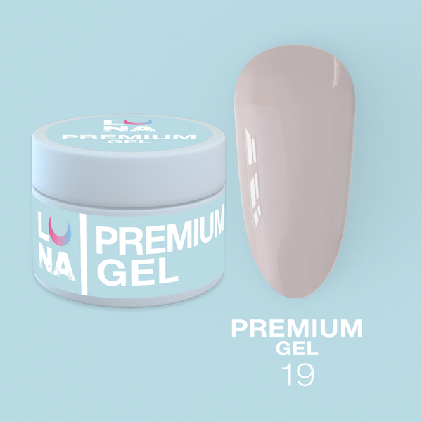 Світло-рожевий гель для нарощування нігтів LunaMoon Gel Premium № 19, 15 мл