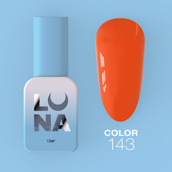 Gel polish LunaMoon Color No. 143 neon juicy orange, 13 ml