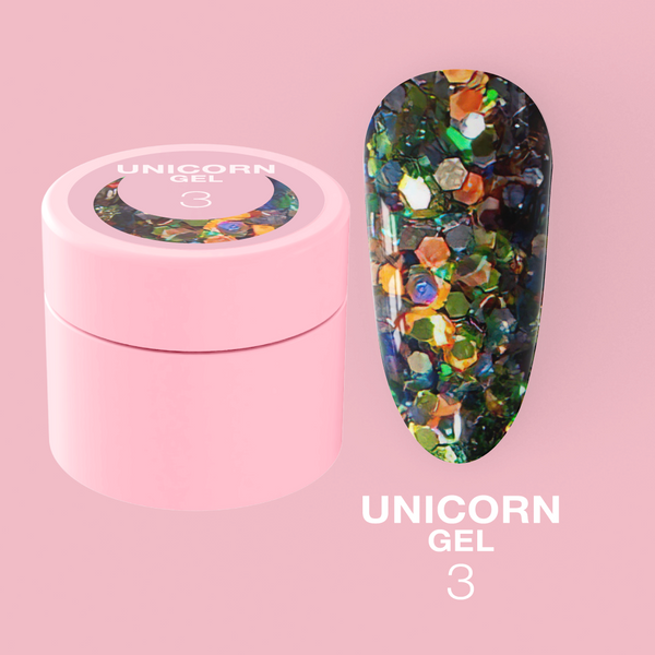 Гліттерний гель LunaMoon Unicorn Glitter Gel №3, 5 мл