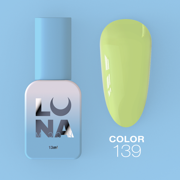 Gel polish LunaMoon Color No. 139 light green, 13 ml