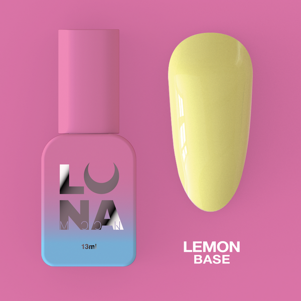 Camouflage base for nails LunaMoon Base Lemon in a lemon shade, 13 ml