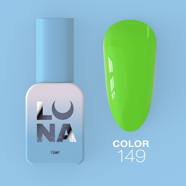 Gel polish LunaMoon Color No. 149 neon bright green, 13 ml