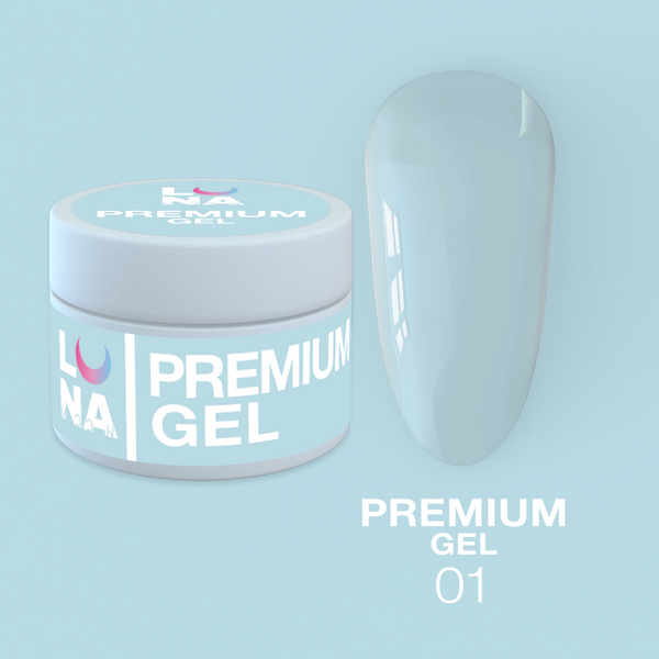 Gel for nail extension transparent LunaMoon Gel Premium No. 1, 15 ml