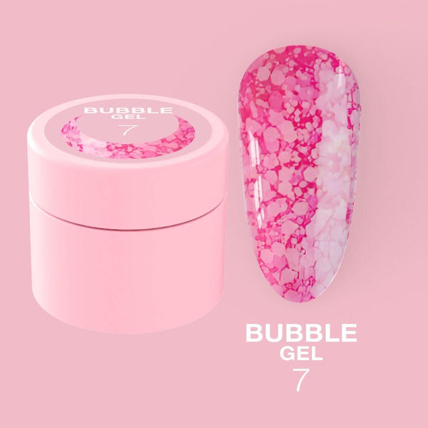 Гліттерний гель LunaMoon Bubble Gel №7 для дизайну, 5 мл