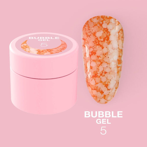 Гліттерний гель LunaMoon Bubble Gel №5 для дизайну, 5 мл