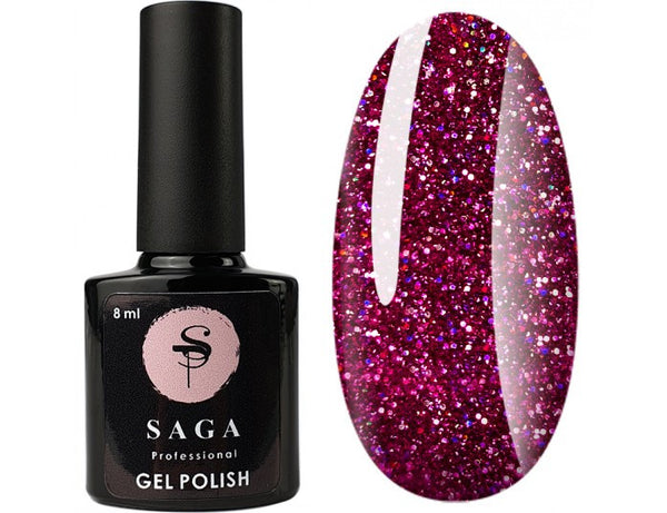 Gel polish Saga Professional Fiery No. 13, plum, reflective, 8 ml