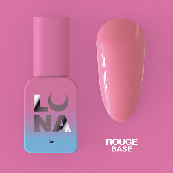 Camouflage base for nails LunaMoon Base Rouge in a pink shade, 13 ml