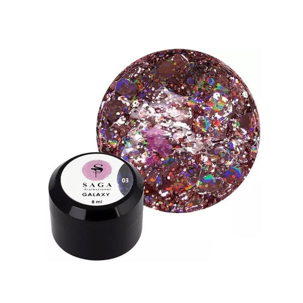 Gel pour ongles Saga Professional Galaxy Glitter n° 3, 8 ml