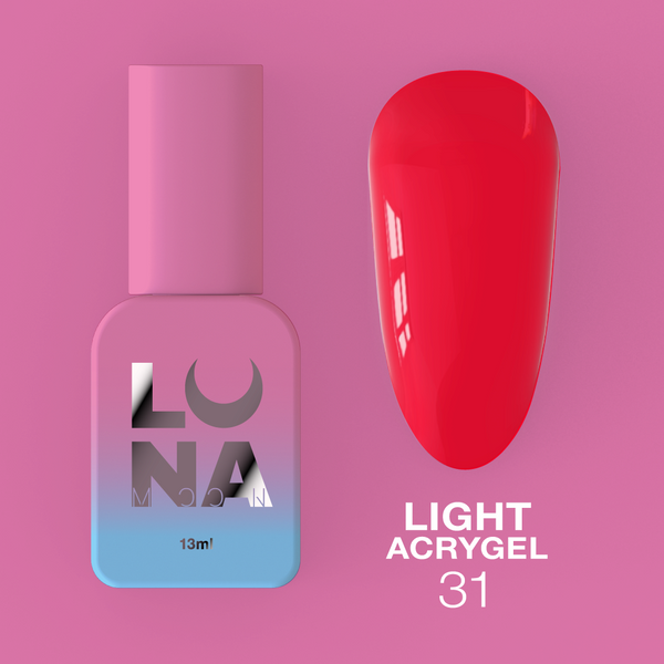 Liquid gel LunaMoon Light Acrygel No. 31 red, 13 ml ( nail gel )