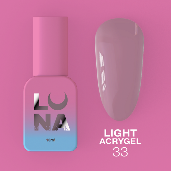 Рідкий гель LunaMoon Light Acrygel №33 пастельно-фіолетовий, 13 мл