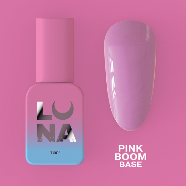 Camouflage base for nails LunaMoon Base Pink Boom in a pink shade, 13 ml