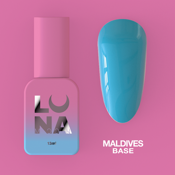 Camouflage base for nails LunaMoon Base Maldives in a turquoise shade, 13 ml