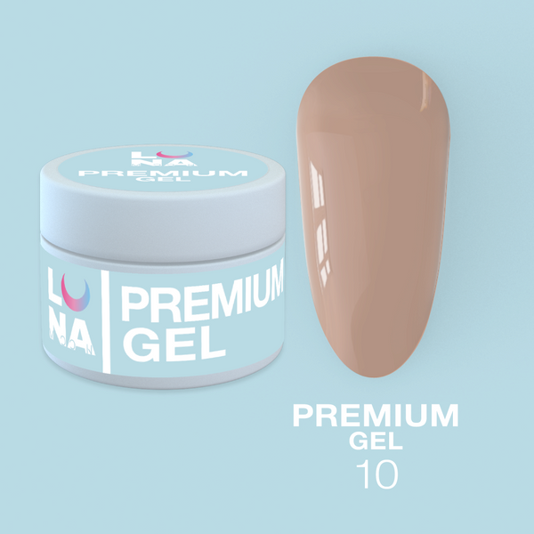 Gel for nail extension cappuccino LunaMoon Gel Premium No. 10, 15 ml