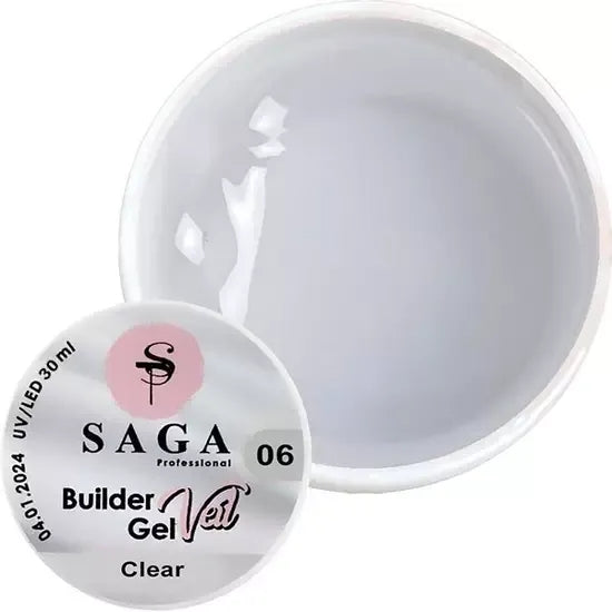 Гель для нарощування Saga Professional Builder Gel Veil 6 Clear transparent, 30 мл