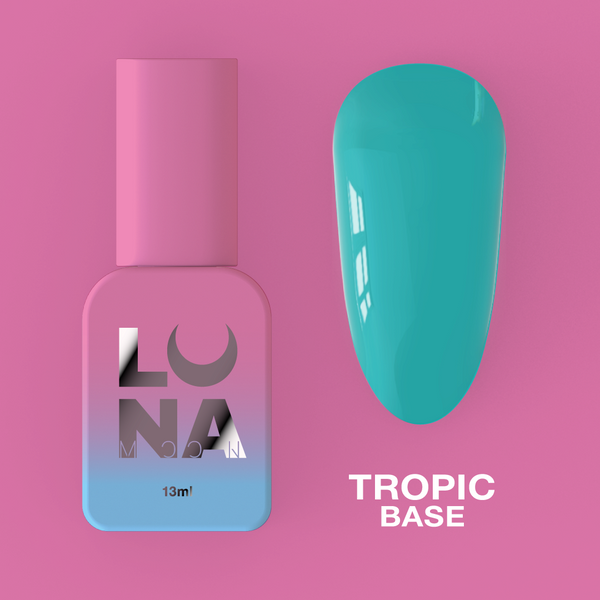 Camouflage nail base LunaMoon Base Tropic in the color of a sea wave, 13 ml