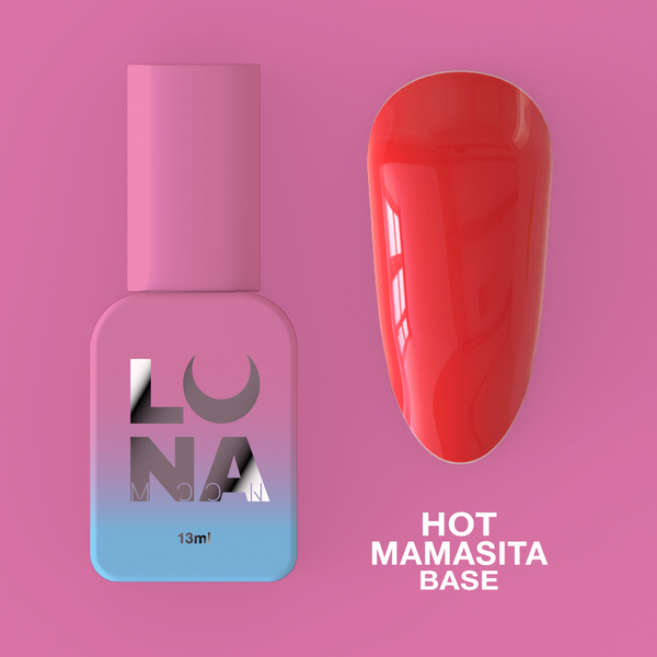 Camouflage base for nails LunaMoon Base Hot Mamasita in a red shade, 13 ml