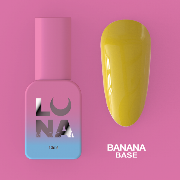 Camouflage base for nails LunaMoon Base Banana in a yellow shade, 13 ml