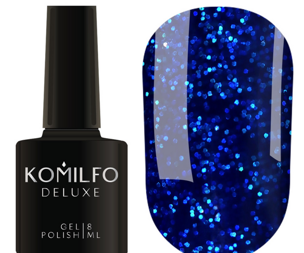 VERNIS GEL KOMILFO STARDUST GLITTER 003 (BLEU SURD AVEC PAILLETTES), 8 ML (vernis gel)