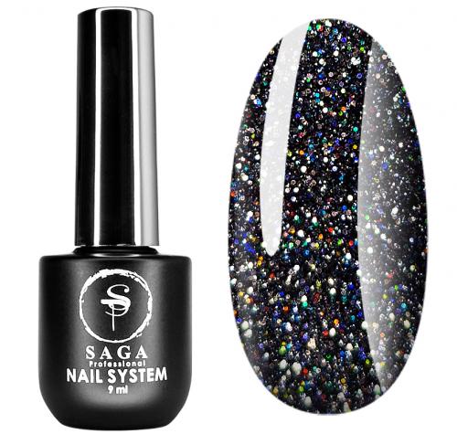 Gel polish Saga Professional Fiery No. 12 black reflective, 9 ml