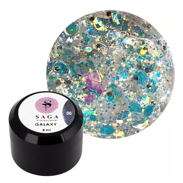 Saga Professional Galaxy Glitter nail gel #06, 8 ml