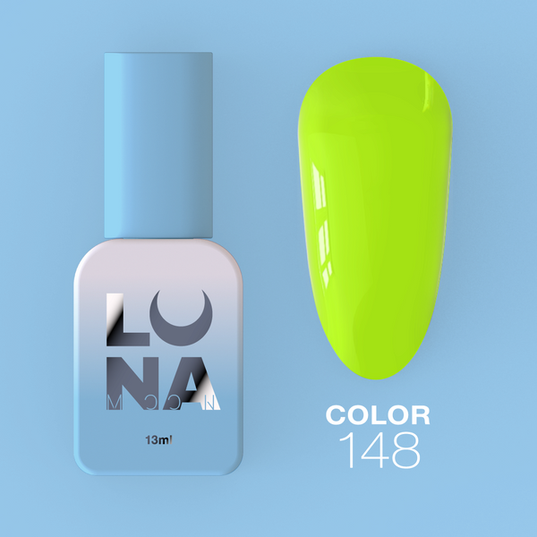 Gel polish LunaMoon Color No. 148 light neon bright green, 13 ml