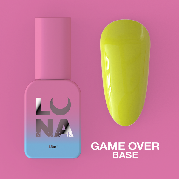 Base de Camouflage pour ongles LunaMoon Base Game Over dans une teinte jaune acide, 13 ml