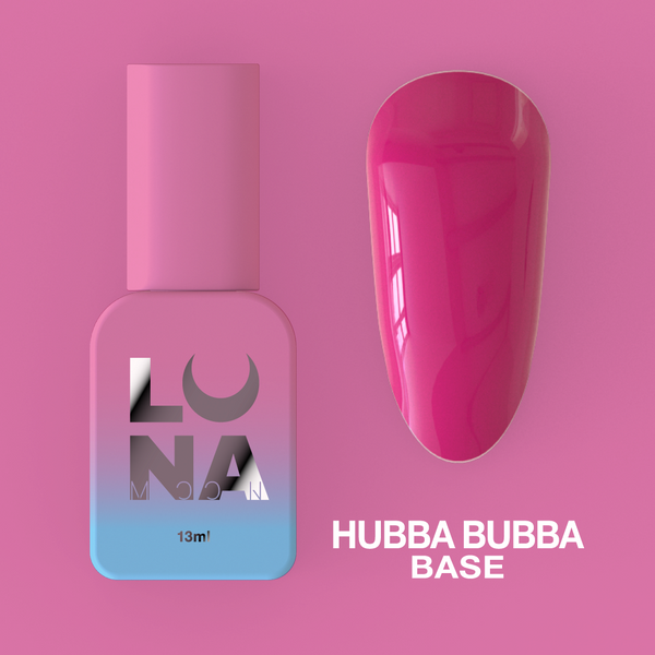 База для нігтів камуфлююча LunaMoon Base Hubba Bubba малинового відтінку, 13 мл