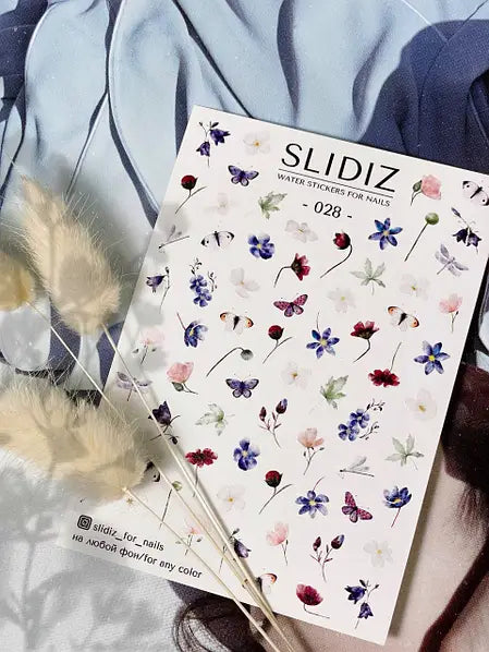 Slider design SLIDIZ water nail sticker on any background, color, butterfly