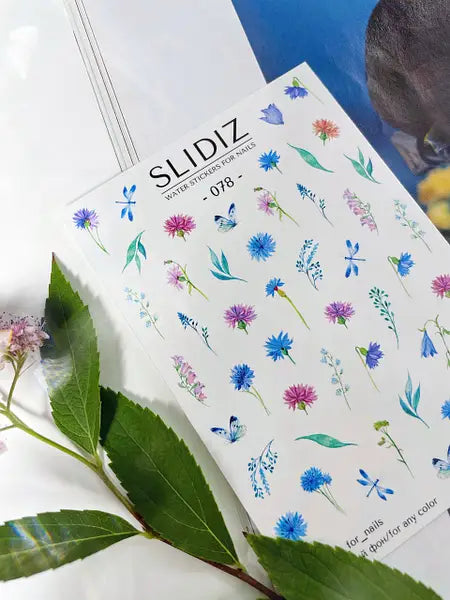 Slider design SLIDIZ sticker on any background, wild flowers