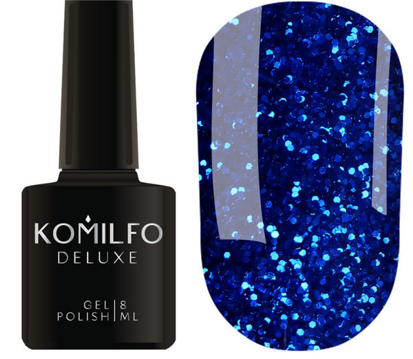 GEL-POLISH KOMILFO STARDUST GLITTER 007 (BLEU AVEC PAILLETTES), 8 ML