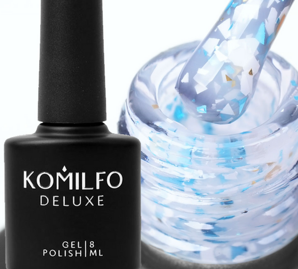 KOMILFO GLASSY BASE GB004 (BLANC-BLEU AVEC COUCHES), 8 ML (base pour ongles)