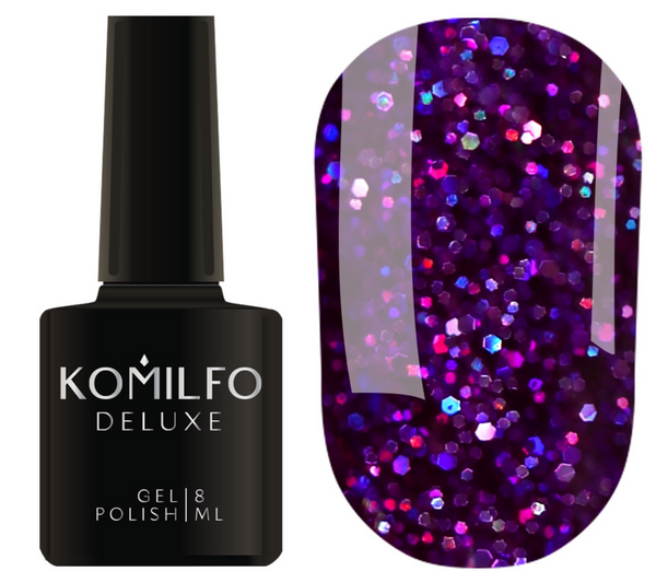 ГЕЛЬ-ЛАК KOMILFO STARDUST GLITTER 002 (НАСИТИЙ БУЗОК З БЛИСКІТКАМИ), 8 МЛ