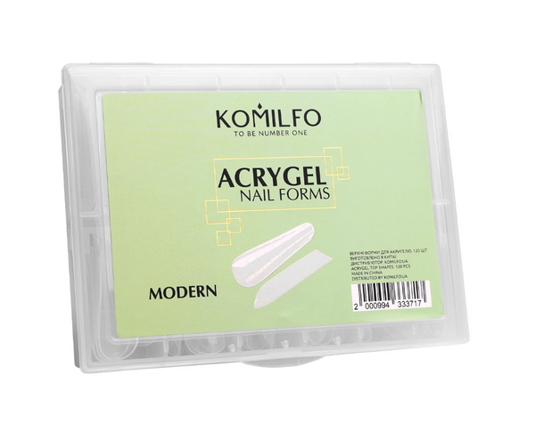 Komilfo Acry Gel Top Nail Forms, Modern - Top forms for extension, modern almond, 120 pcs