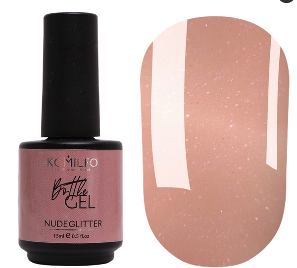 Komilfo Bottle Gel Nude Glitter, 15 ml, with a brush