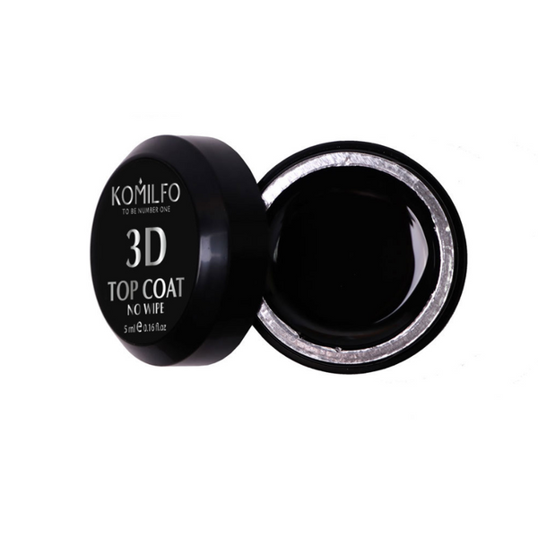 Komilfo No Wipe 3D Top - top for voluminous designs without a sticky layer, 5 ml ( nail top )