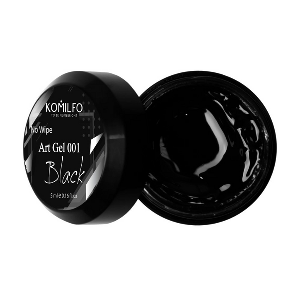 Komilfo No Wipe Art Gel Black 001, 5 мл (гель для нігтів)